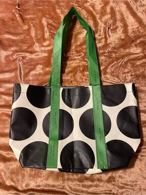 Chic Kate Spade Reusable Mini Tote – Bold Black & White Polka Dot